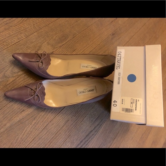 Mauve Jimmy Choo pumps with lacing detail on heel - Picture 4 of 6